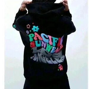 Black PacSun zip up hoodie with side and back detailing